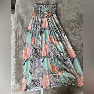 Long Tropical Print Beach Dress Convertible Women's Size S